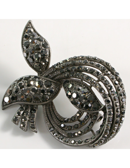 BROSZKA BROSZA GRAFITOWY ZAWIJAS z KOKARDĄ LOLITA AKCESORIA