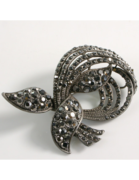 BROSZKA BROSZA GRAFITOWY ZAWIJAS z KOKARDĄ LOLITA AKCESORIA