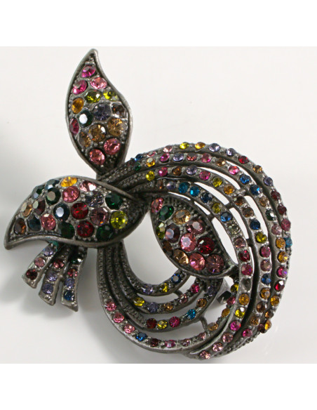 BROSZKA BROSZA GRAFITOWY ZAWIJAS z KOKARDĄ LOLITA AKCESORIA