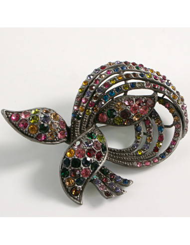 BROSZKA BROSZA GRAFITOWY ZAWIJAS z KOKARDĄ...