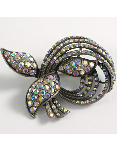 BROSZKA BROSZA GRAFITOWY ZAWIJAS z KOKARDĄ...