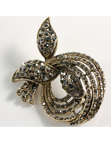 BROSZKA BROSZA STARE ZŁOTO  ZAWIJAS z KOKARDĄ LOLITA AKCESORIA