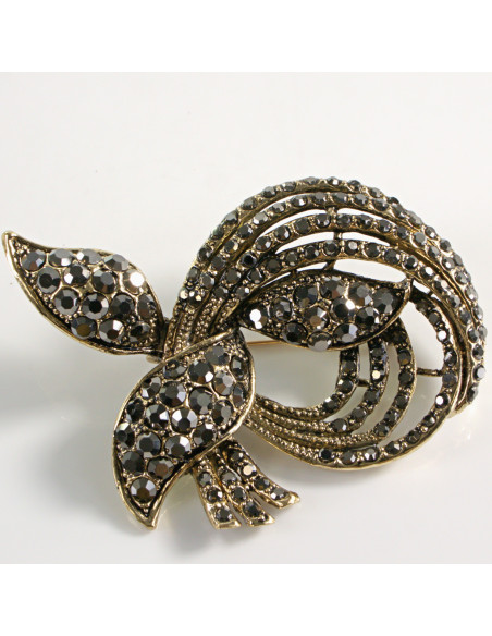BROSZKA BROSZA STARE ZŁOTO  ZAWIJAS z KOKARDĄ LOLITA AKCESORIA
