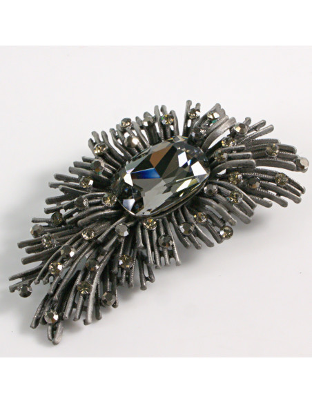 BROSZKA BROSZA ASYMETRYCZNA Z GRAFITOWYM KAMIENIEM LOLITA AKCESORIA