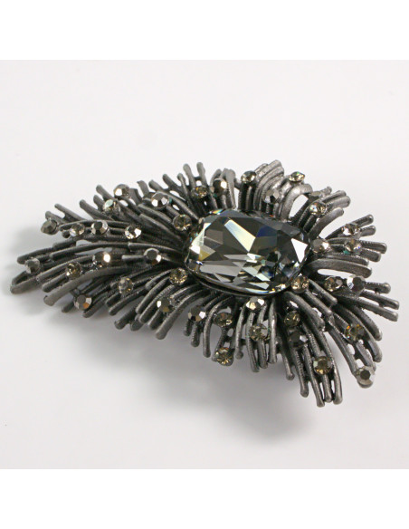 BROSZKA BROSZA ASYMETRYCZNA Z GRAFITOWYM KAMIENIEM LOLITA AKCESORIA