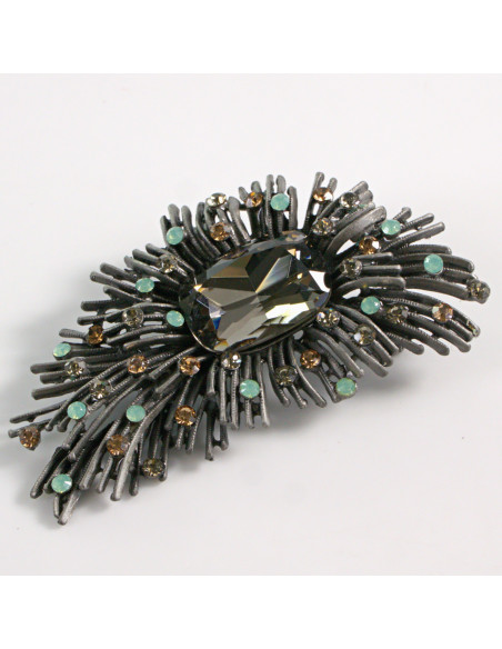 BROSZKA BROSZA ASYMETRYCZNA Z GRAFITOWYM KAMIENIEM LOLITA AKCESORIA