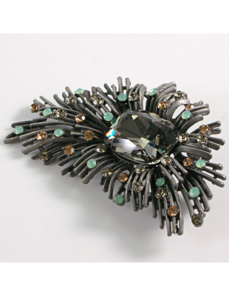 BROSZKA BROSZA ASYMETRYCZNA Z GRAFITOWYM KAMIENIEM LOLITA AKCESORIA