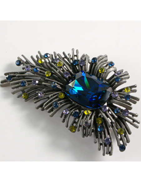 BROSZKA BROSZA ASYMETRYCZNA Z GRAFITOWYM KAMIENIEM LOLITA AKCESORIA