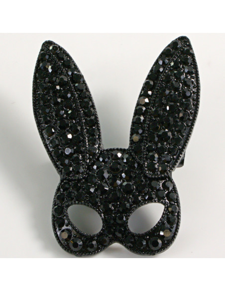 BROSZKA BROSZA CZARNA MASKA USZY KRÓLICZKA  LOLITA AKCESORIA