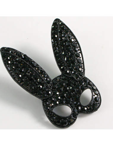 BROSZKA BROSZA CZARNA MASKA USZY KRÓLICZKA...