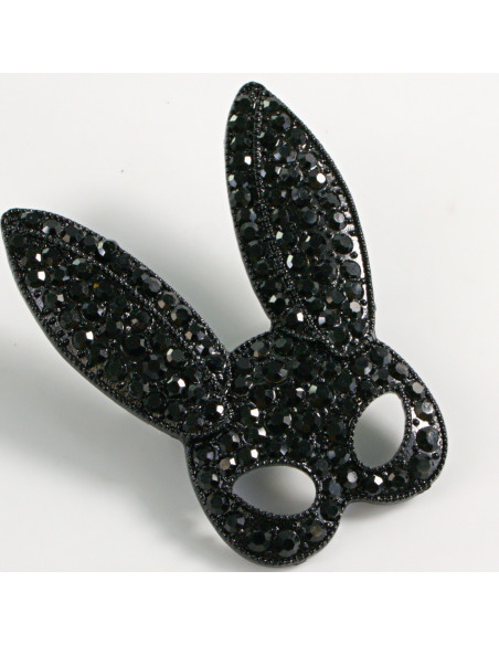 BROSZKA BROSZA CZARNA MASKA USZY KRÓLICZKA  LOLITA AKCESORIA