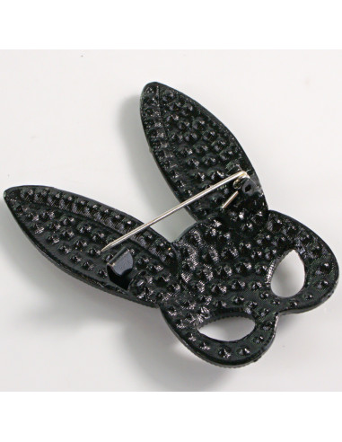 BROSZKA BROSZA CZARNA MASKA USZY KRÓLICZKA...