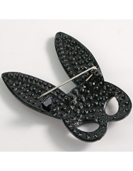 BROSZKA BROSZA CZARNA MASKA USZY KRÓLICZKA  LOLITA AKCESORIA