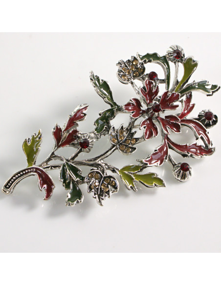 BROSZKA BROSZA EMALIOWANA GAŁĄZKA Z KWIATAMI KWIATY   LOLITA AKCESORIA