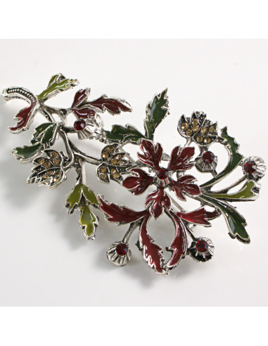 BROSZKA BROSZA EMALIOWANA GAŁĄZKA Z KWIATAMI...