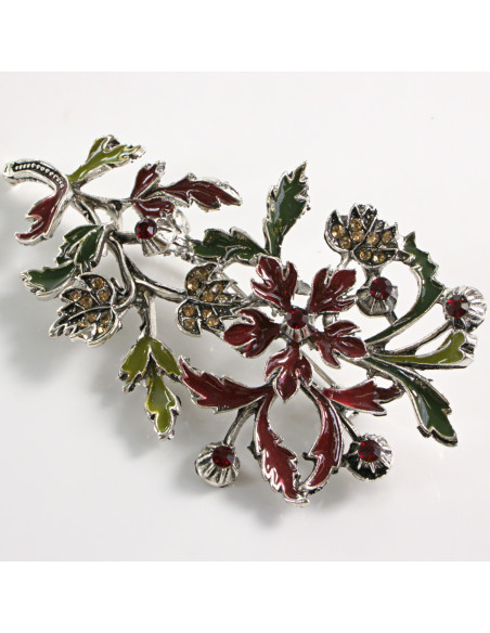 BROSZKA BROSZA EMALIOWANA GAŁĄZKA Z KWIATAMI KWIATY   LOLITA AKCESORIA