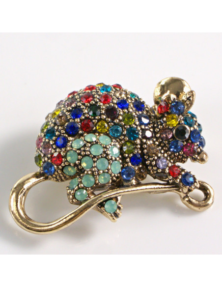 BROSZKA BROSZA KOLOROWA MYSZ MYSZKA Z KAMIENIAMI LOLITA AKCESORIA
