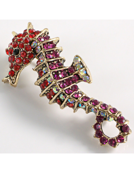 BROSZKA BROSZA RÓZOWY KONIK MORSKI Z KAMIENIAMI LOLITA AKCESORIA