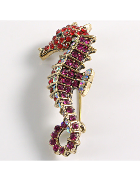 BROSZKA BROSZA RÓZOWY KONIK MORSKI Z KAMIENIAMI LOLITA AKCESORIA