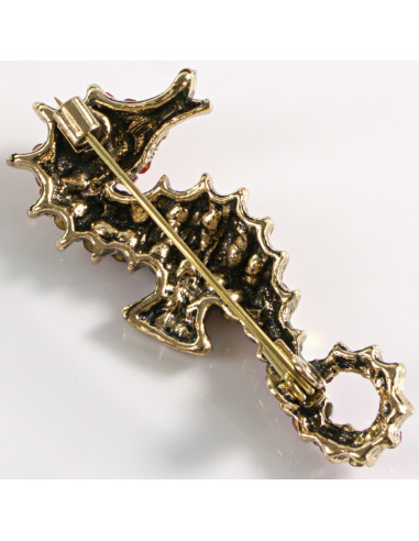 BROSZKA BROSZA RÓZOWY KONIK MORSKI Z KAMIENIAMI...