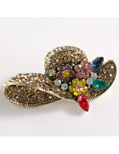 BROSZKA BROSZA ZŁOTY KAPELUSZ Z KAMIENIAMI  LOLITA AKCESORIA