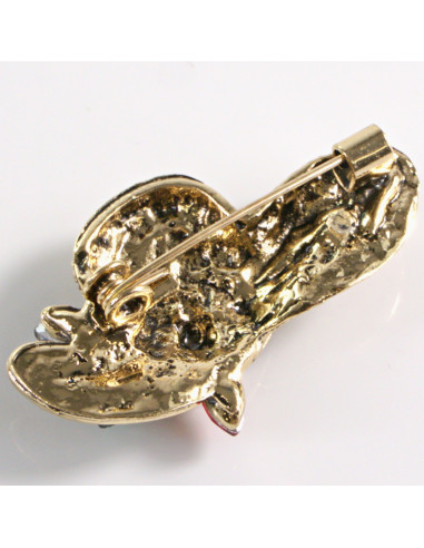 BROSZKA BROSZA ZŁOTY KAPELUSZ Z KAMIENIAMI...