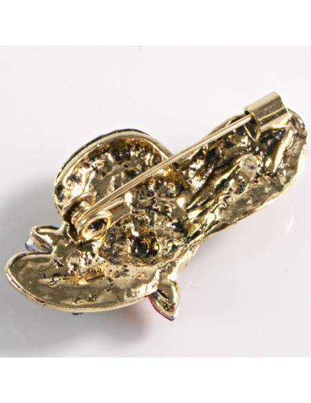 BROSZKA BROSZA ZŁOTY KAPELUSZ Z KAMIENIAMI  LOLITA AKCESORIA