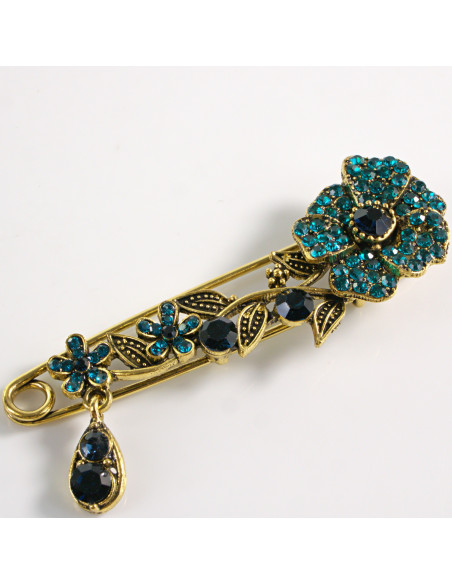 BROSZKA BROSZA  AGRAFKA z ZIELONĄ RÓŻĄ Z KAMIENIAMI LOLITA AKCESORIA