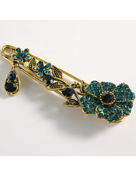 BROSZKA BROSZA  AGRAFKA z ZIELONĄ RÓŻĄ Z KAMIENIAMI LOLITA AKCESORIA