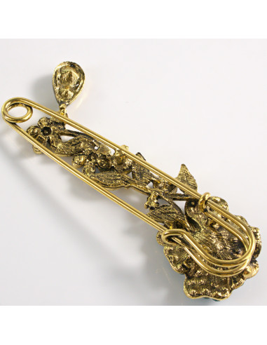 BROSZKA BROSZA  AGRAFKA z ZIELONĄ RÓŻĄ Z...