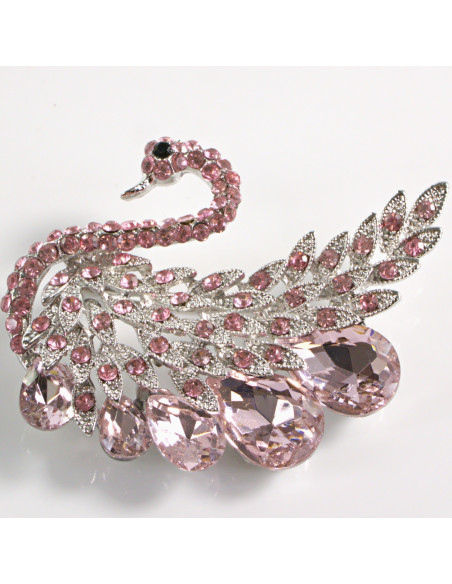 BROSZKA BROSZA RÓŻOWY  ŁABĘDŹ Z KAMIENIAMI LOLITA AKCESORIA