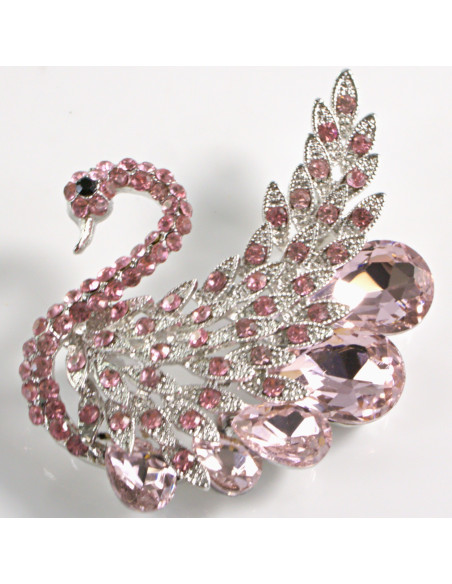BROSZKA BROSZA RÓŻOWY  ŁABĘDŹ Z KAMIENIAMI LOLITA AKCESORIA