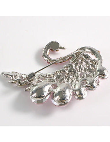 BROSZKA BROSZA RÓŻOWY  ŁABĘDŹ Z KAMIENIAMI...