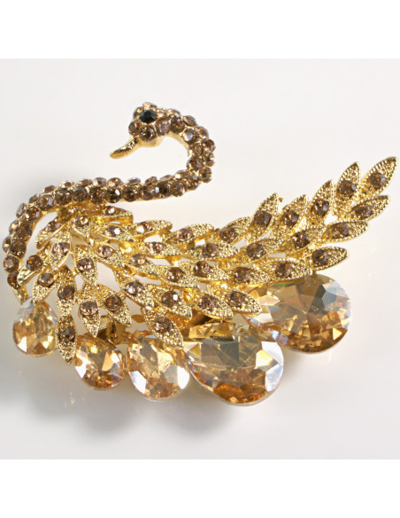 BROSZKA BROSZA ZŁOTY  ŁABĘDŹ Z KAMIENIAMI LOLITA AKCESORIA