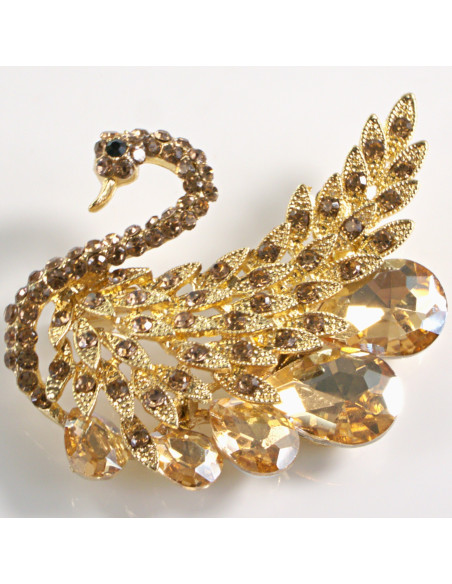 BROSZKA BROSZA ZŁOTY  ŁABĘDŹ Z KAMIENIAMI LOLITA AKCESORIA