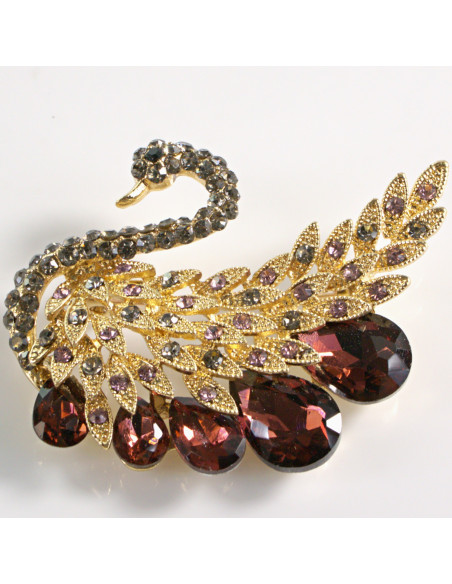 BROSZKA BROSZA ZŁOTY  ŁABĘDŹ Z KAMIENIAMI LOLITA AKCESORIA