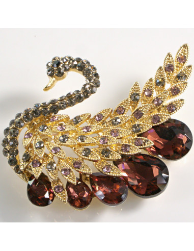 BROSZKA BROSZA ZŁOTY  ŁABĘDŹ Z KAMIENIAMI...