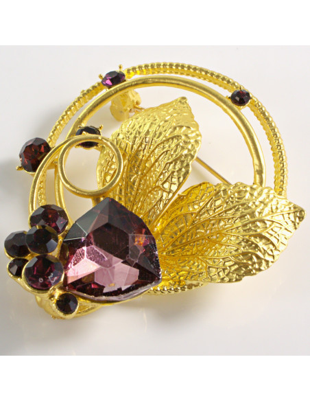 BROSZKA BROSZA ZŁOTY ZAWIJAS Z LISTKAMI  LOLITA AKCESORIA