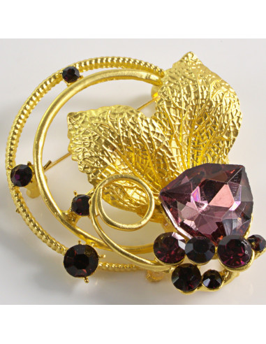 BROSZKA BROSZA ZŁOTY ZAWIJAS Z LISTKAMI  LOLITA...