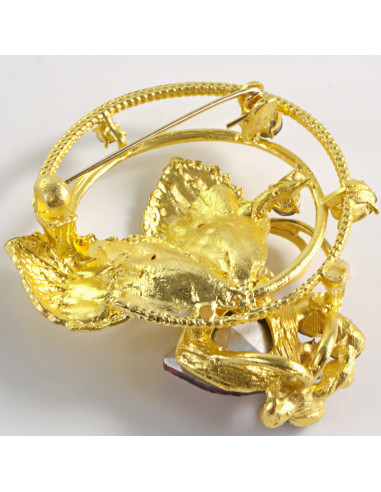 BROSZKA BROSZA ZŁOTY ZAWIJAS Z LISTKAMI  LOLITA...