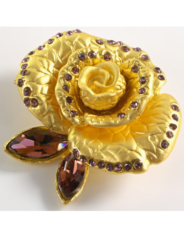 BROSZKA BROSZA MAXI ZŁOTA RÓŻA  KWIAT Z OCZKIEM...