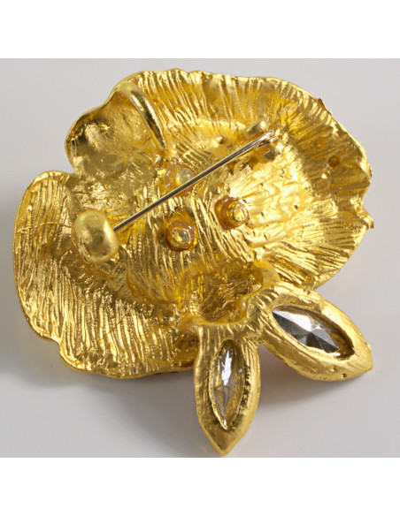 BROSZKA BROSZA MAXI ZŁOTA RÓŻA  KWIAT Z OCZKIEM  LOLITA AKCESORIA