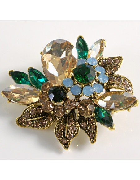 BROSZKA BROSZA NIEBIESKI ZIELONY  BUKIET KWIATÓW KWIATY KWIAT  LOLITA AKCESORIA