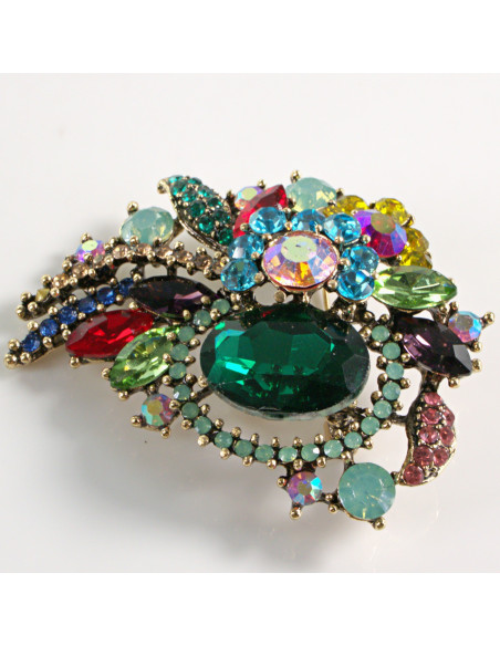 BROSZKA BROSZA KOLOROWY MEDALION WIKTORIAŃSKI  VINTAGE   LOLITA AKCESORIA