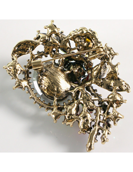 BROSZKA BROSZA KOLOROWY MEDALION WIKTORIAŃSKI  VINTAGE   LOLITA AKCESORIA