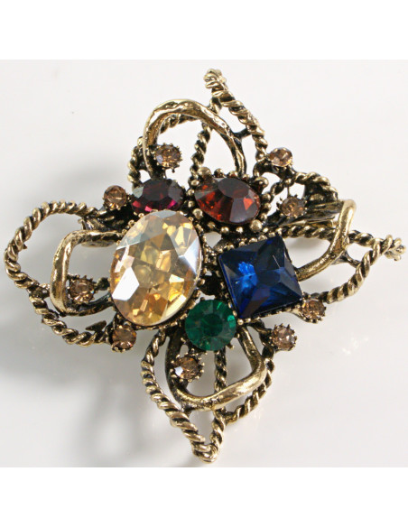 BROSZKA BROSZA KOLOROWY MEDALION WIKTORIAŃSKI  VINTAGE   LOLITA AKCESORIA