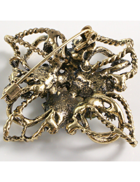 BROSZKA BROSZA KOLOROWY MEDALION WIKTORIAŃSKI  VINTAGE   LOLITA AKCESORIA