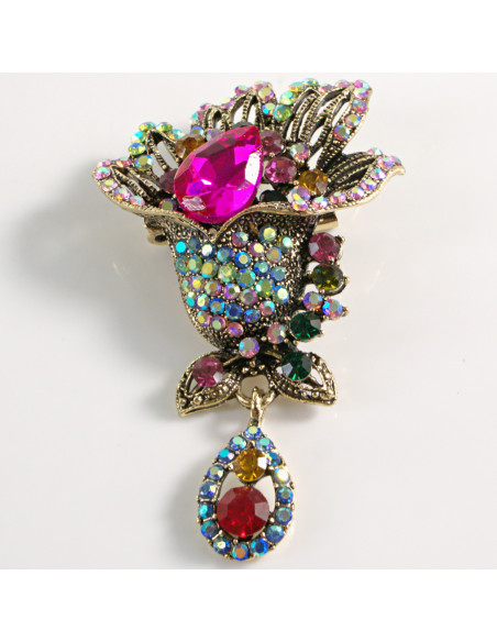 BROSZKA BROSZA KOLOROWY BUKIET RÓG OBFITOŚCI VINTAGE   LOLITA AKCESORIA