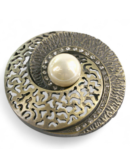 AŻUROWA BROSZKA BROSZA GALERYJNA ROZETA Z PERŁĄ  Lolita Accessories