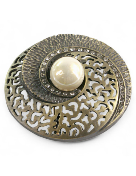 AŻUROWA BROSZKA BROSZA GALERYJNA ROZETA Z PERŁĄ  Lolita Accessories